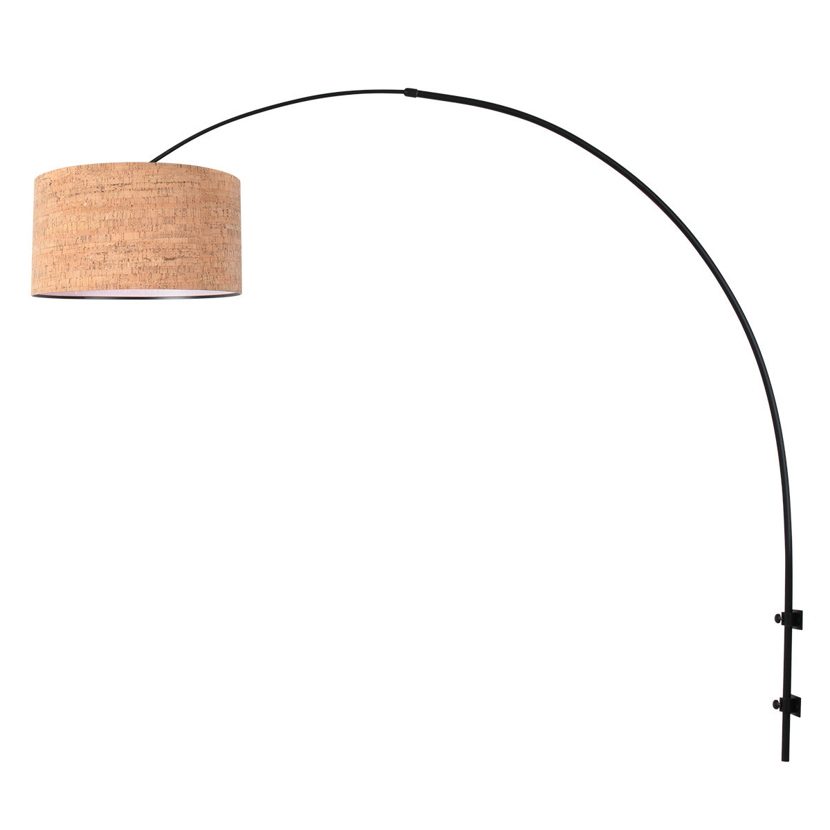 Boog wandlamp Sparkled Light 4343ZW zwart met beige kurkstructuur kap