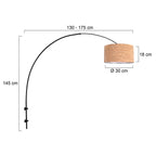 Boog wandlamp Sparkled Light 4343ZW zwart met beige kurkstructuur kap