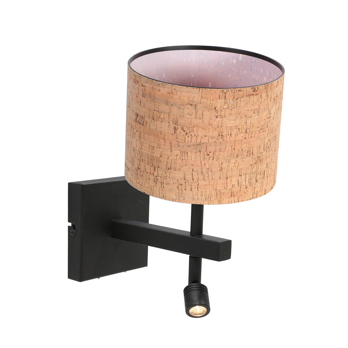 Wandlamp Stang 4350ZW met kurk kap voor sfeervol leeslicht