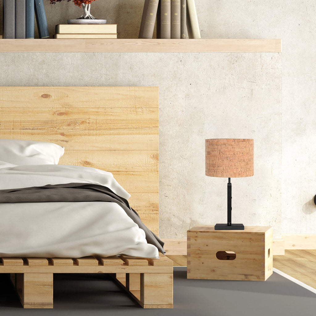 Tafellamp Stang 4351ZW met beige kurkstructuur kap