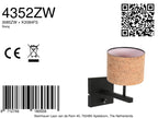 Wandlamp Stang 4352ZW met kurk kap voor warme sfeer