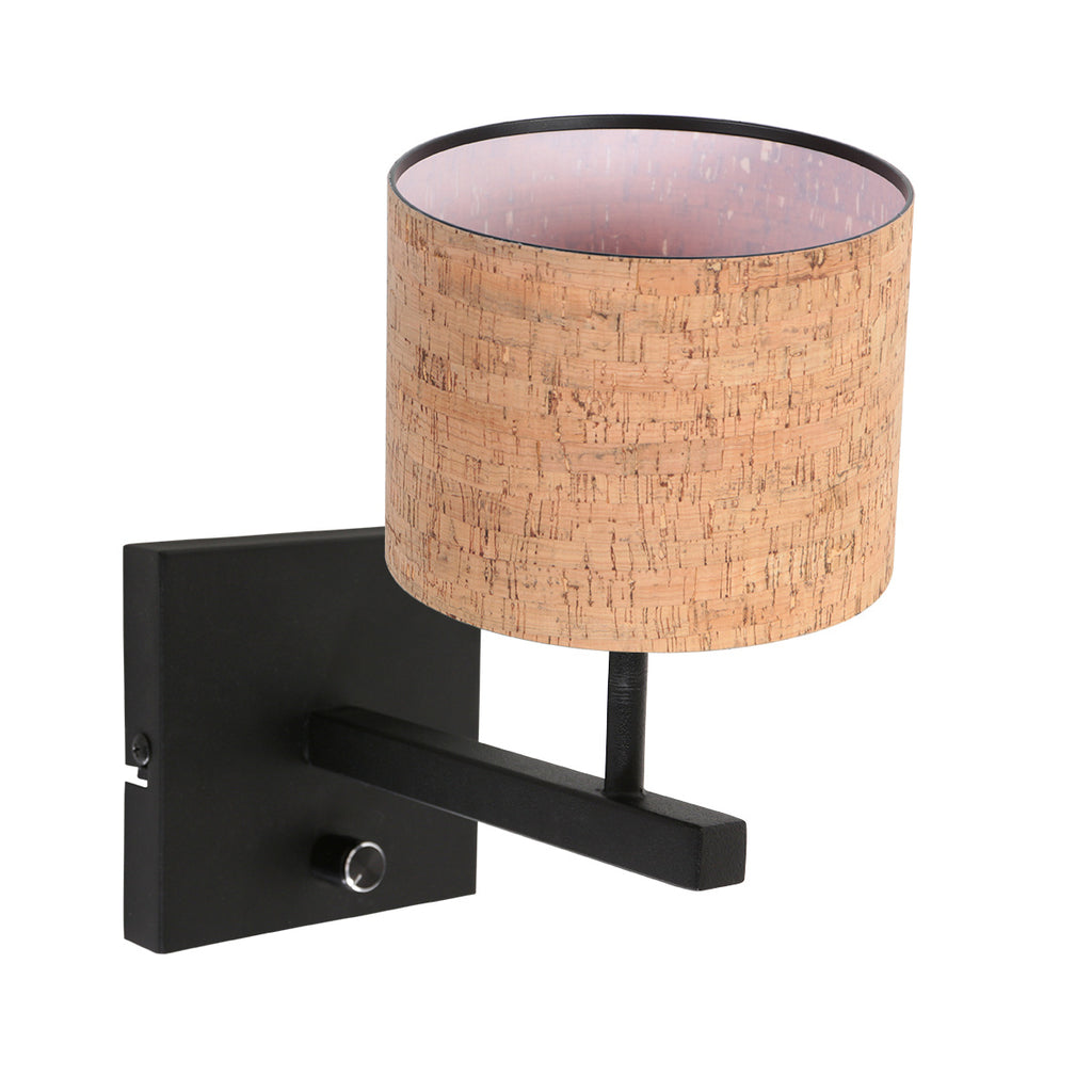 Wandlamp Stang 4352ZW met kurk kap voor warme sfeer