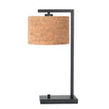 Zwarte tafellamp Stang 4355ZW met beige kurkstructuur kap