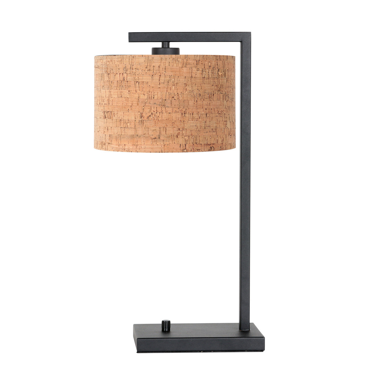 Zwarte tafellamp Stang 4355ZW met beige kurkstructuur kap