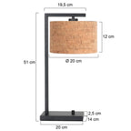 Zwarte tafellamp Stang 4355ZW met beige kurkstructuur kap