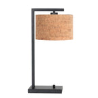 Zwarte tafellamp Stang 4355ZW met beige kurkstructuur kap