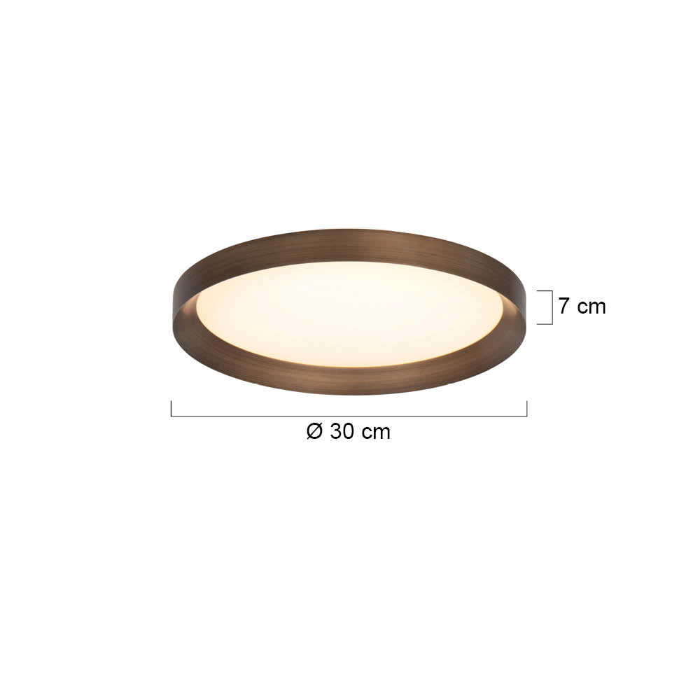 Plafondlamp Flady 4367BR bronzen LED lamp Ø30 cm met uplight