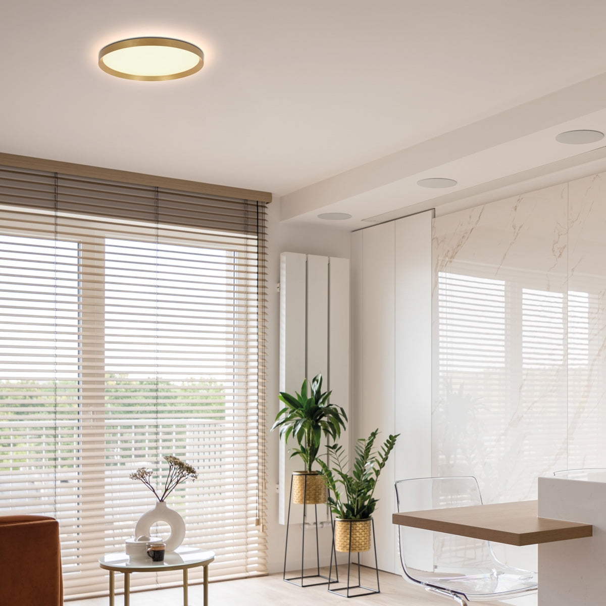 Plafondlamp Flady 4367GO gouden LED lamp Ø30 cm met uplight