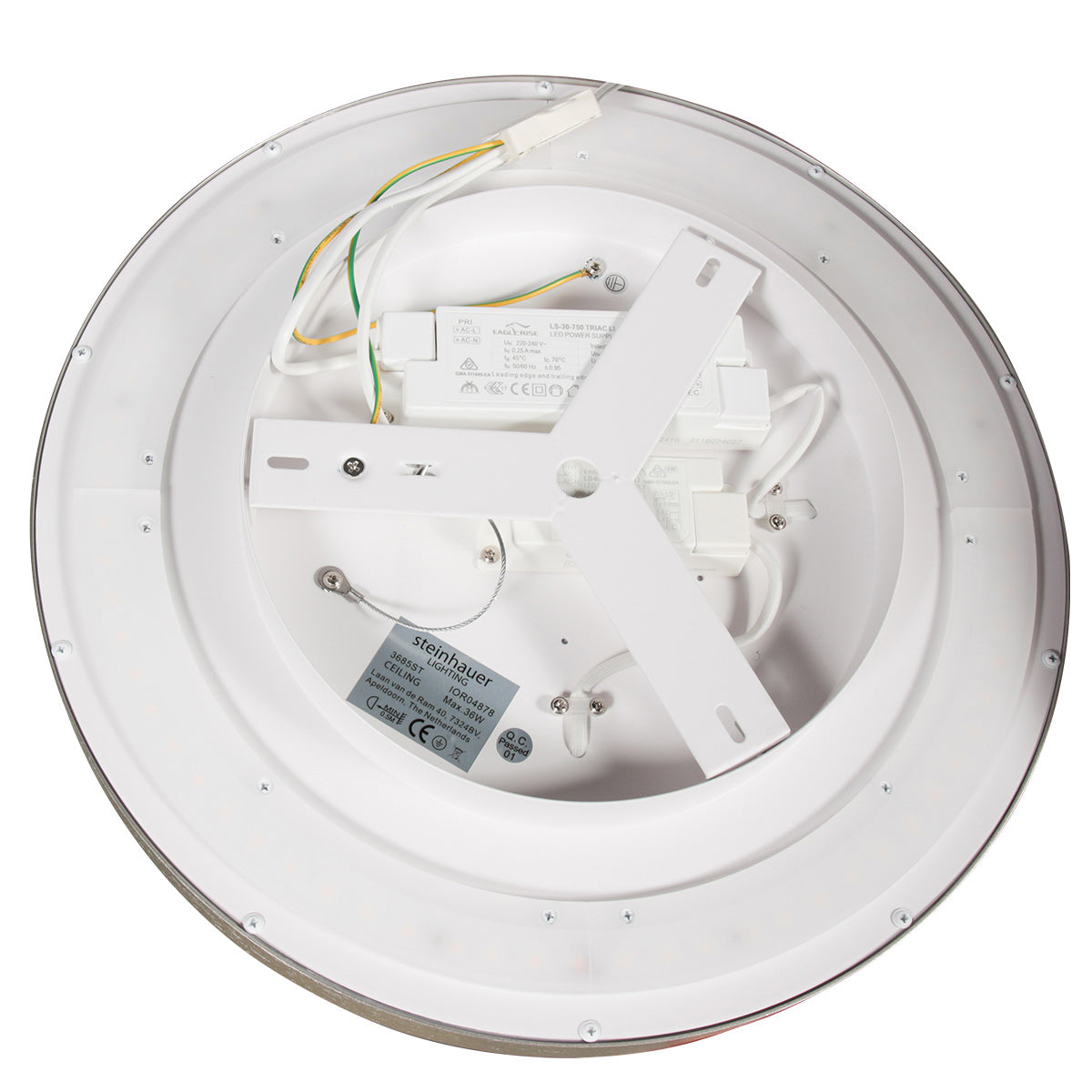 Plafondlamp Flady 4367ST stalen LED lamp Ø30 cm met uplight