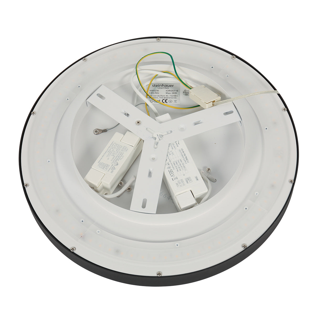 Plafondlamp Flady 4367ZW zwarte LED lamp Ø30 cm met uplight