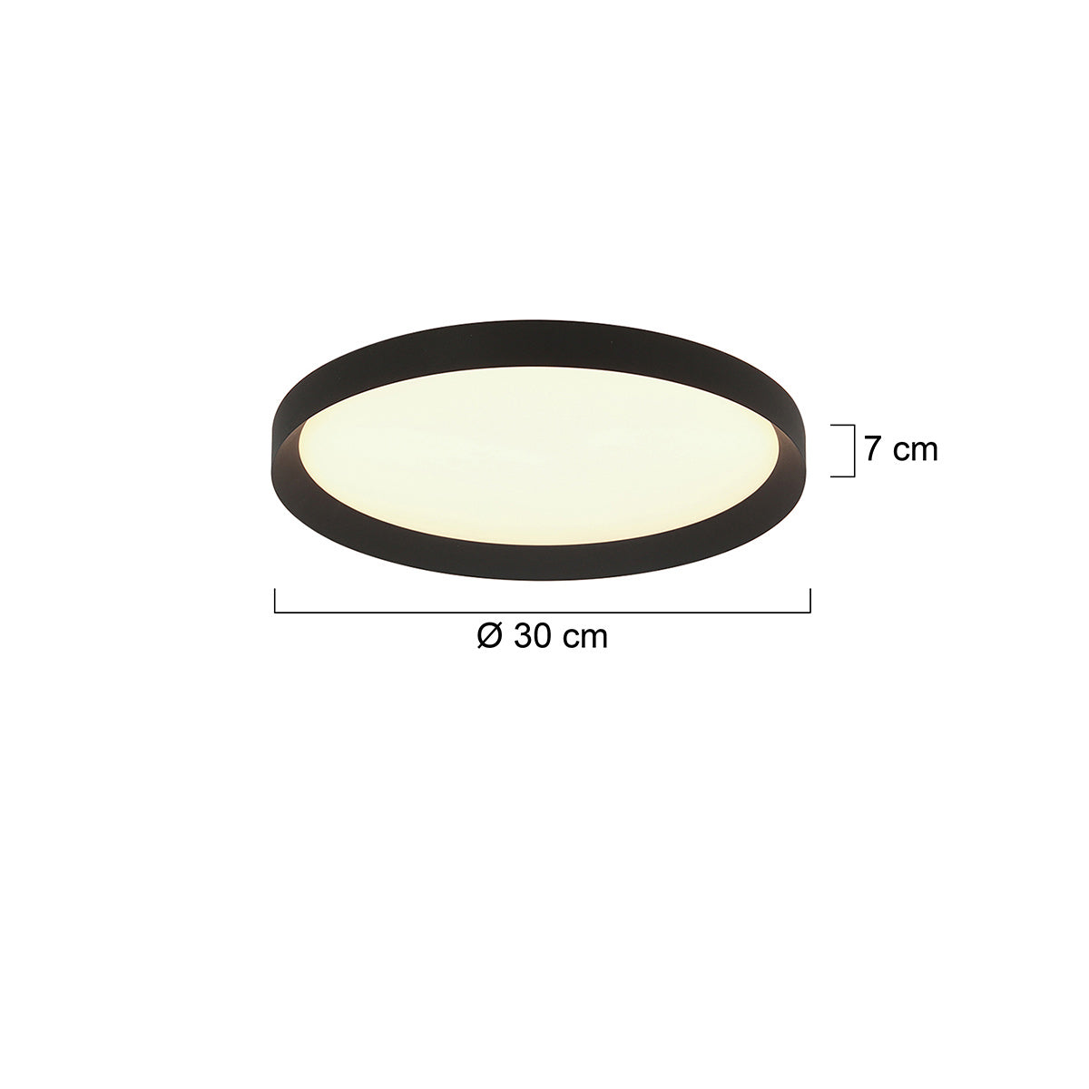 Plafondlamp Flady 4367ZW zwarte LED lamp Ø30 cm met uplight