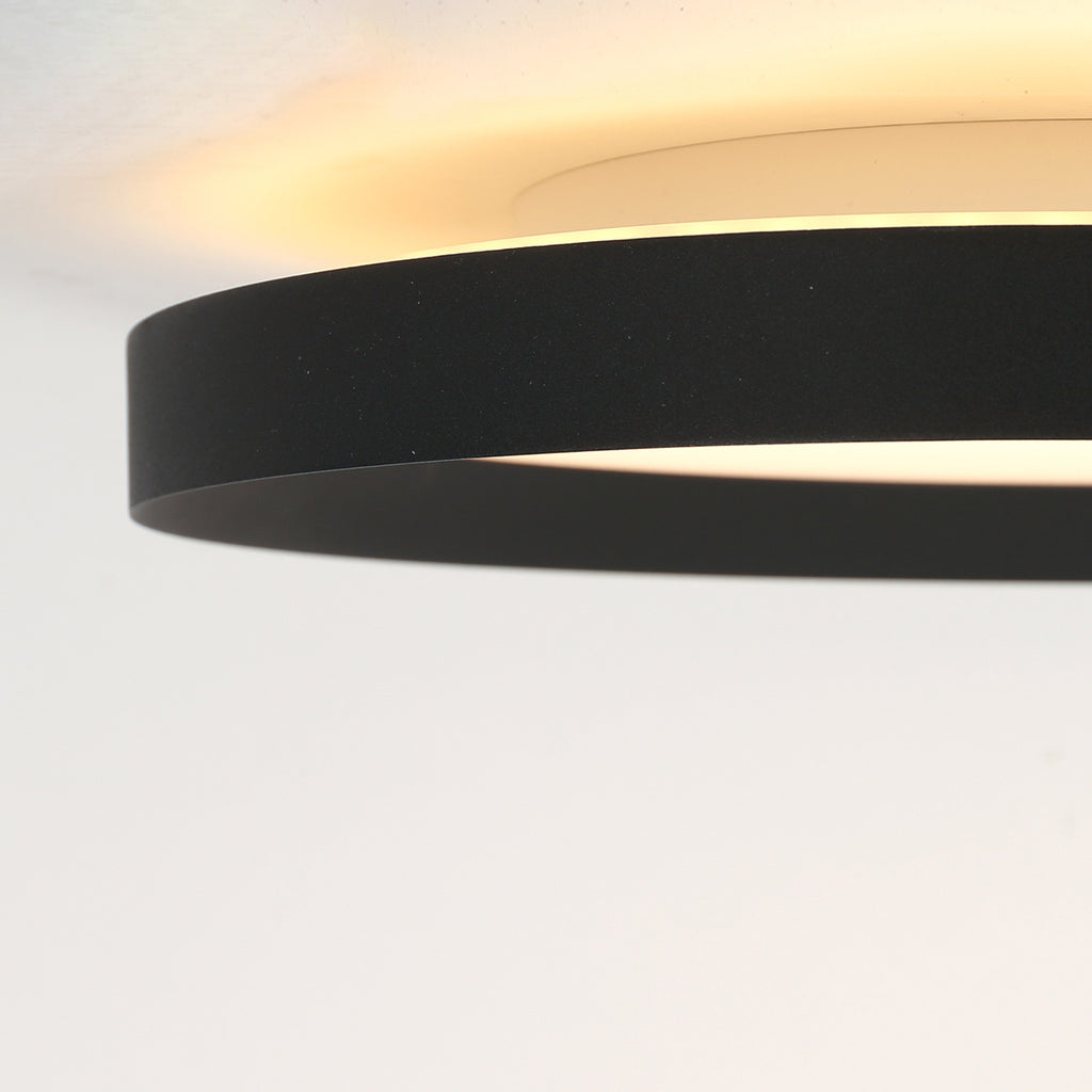 Plafondlamp Flady 4367ZW zwarte LED lamp Ø30 cm met uplight