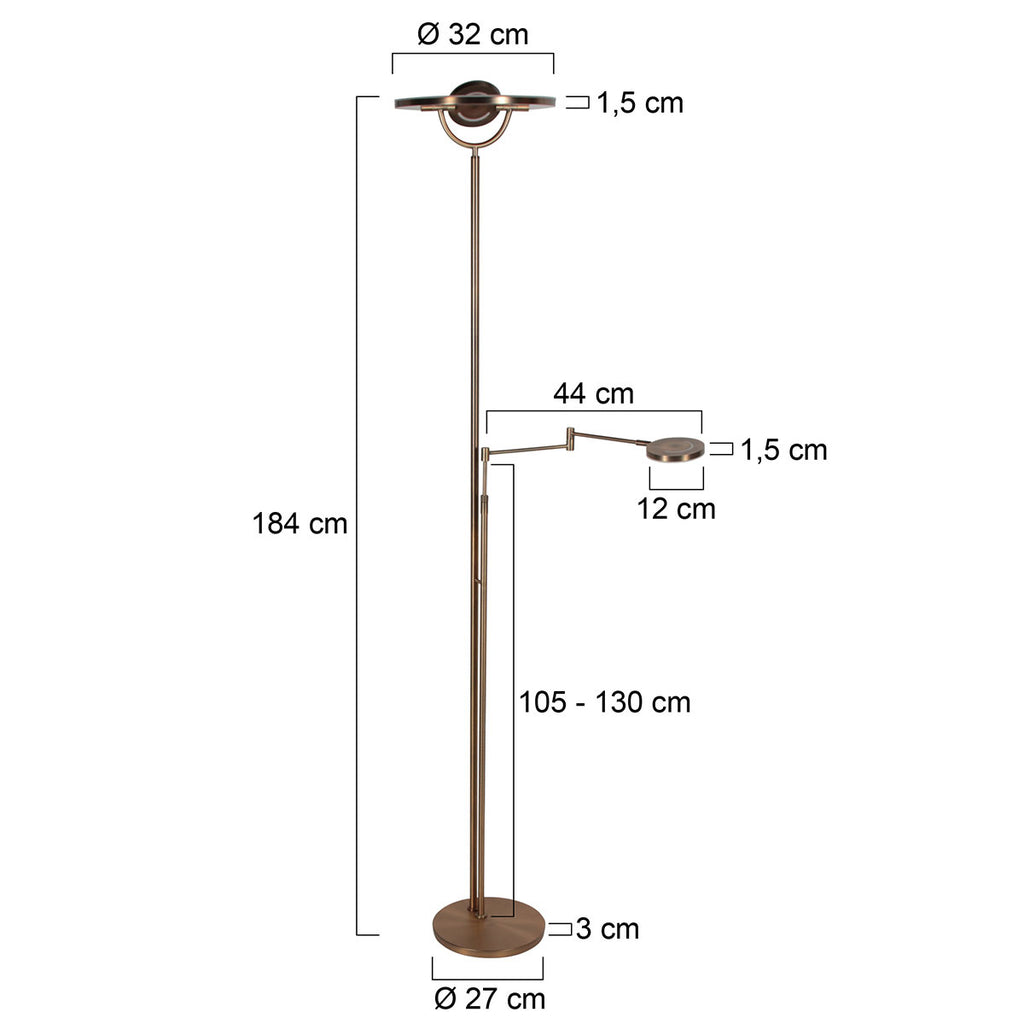 Bronzen vloerlamp Soleil 2 4386BR Lichtkleur instelbaar