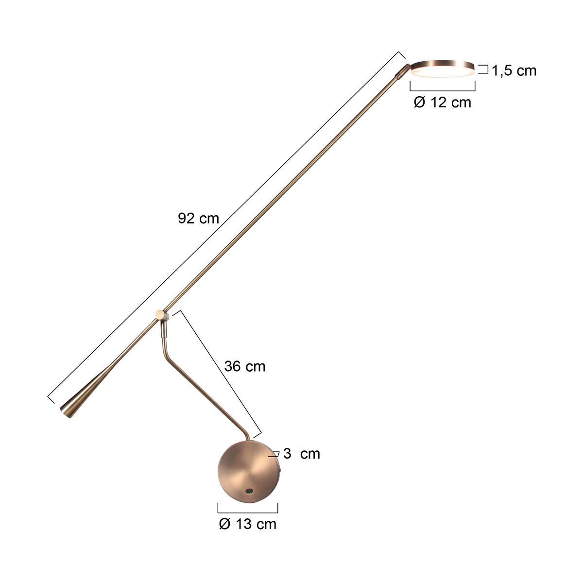 Soleil 2 4387BR Wandlamp met zwenkarm in brons