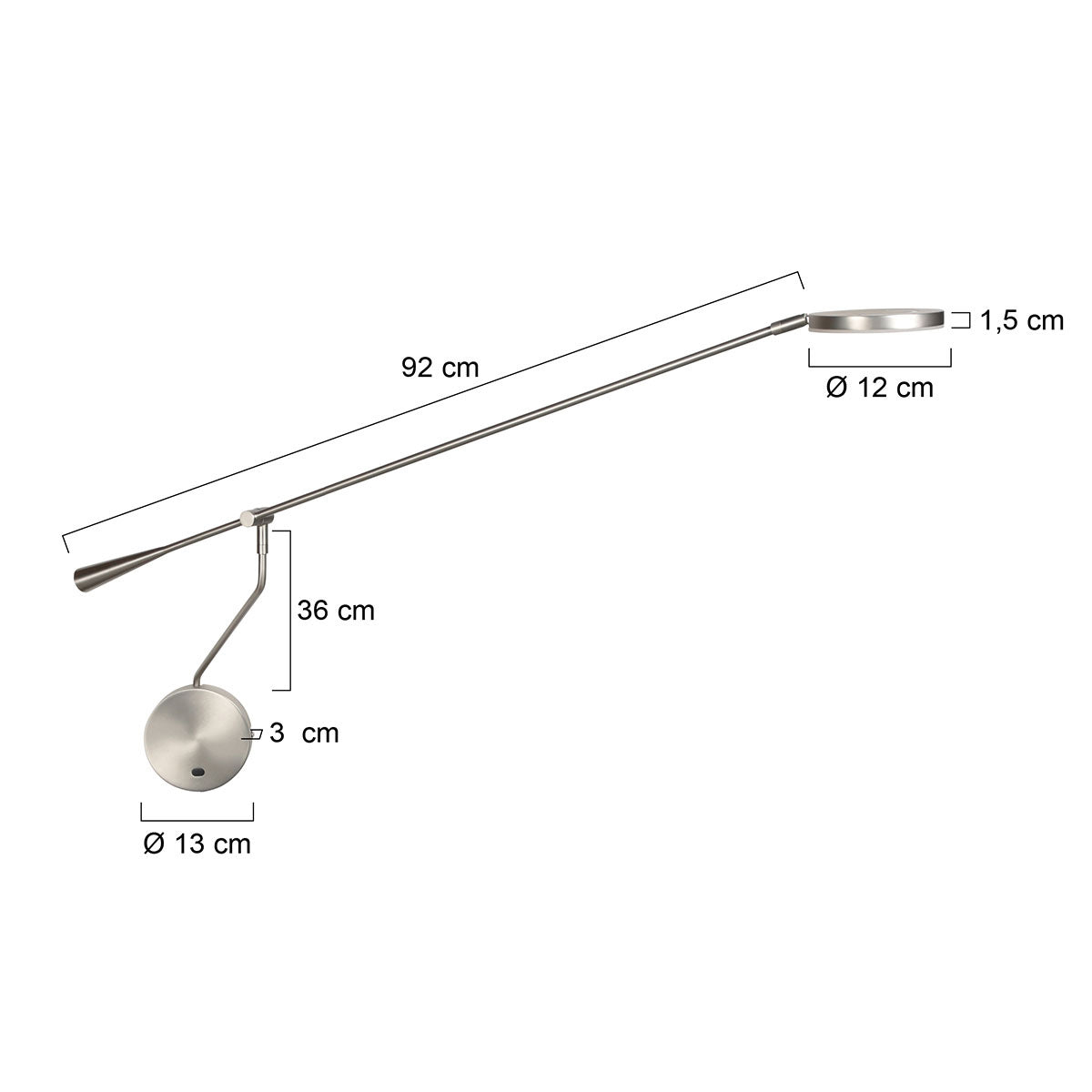 Soleil 2 4387ST Wandlamp met lange zwenkarm