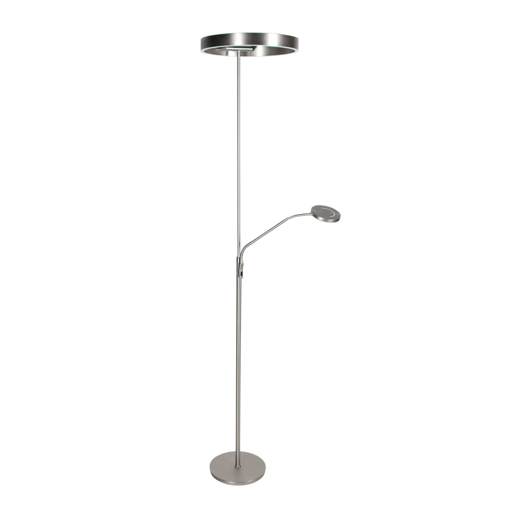 Soleil 2 4388ST – Stalen vloerlamp met uplight en leesarm