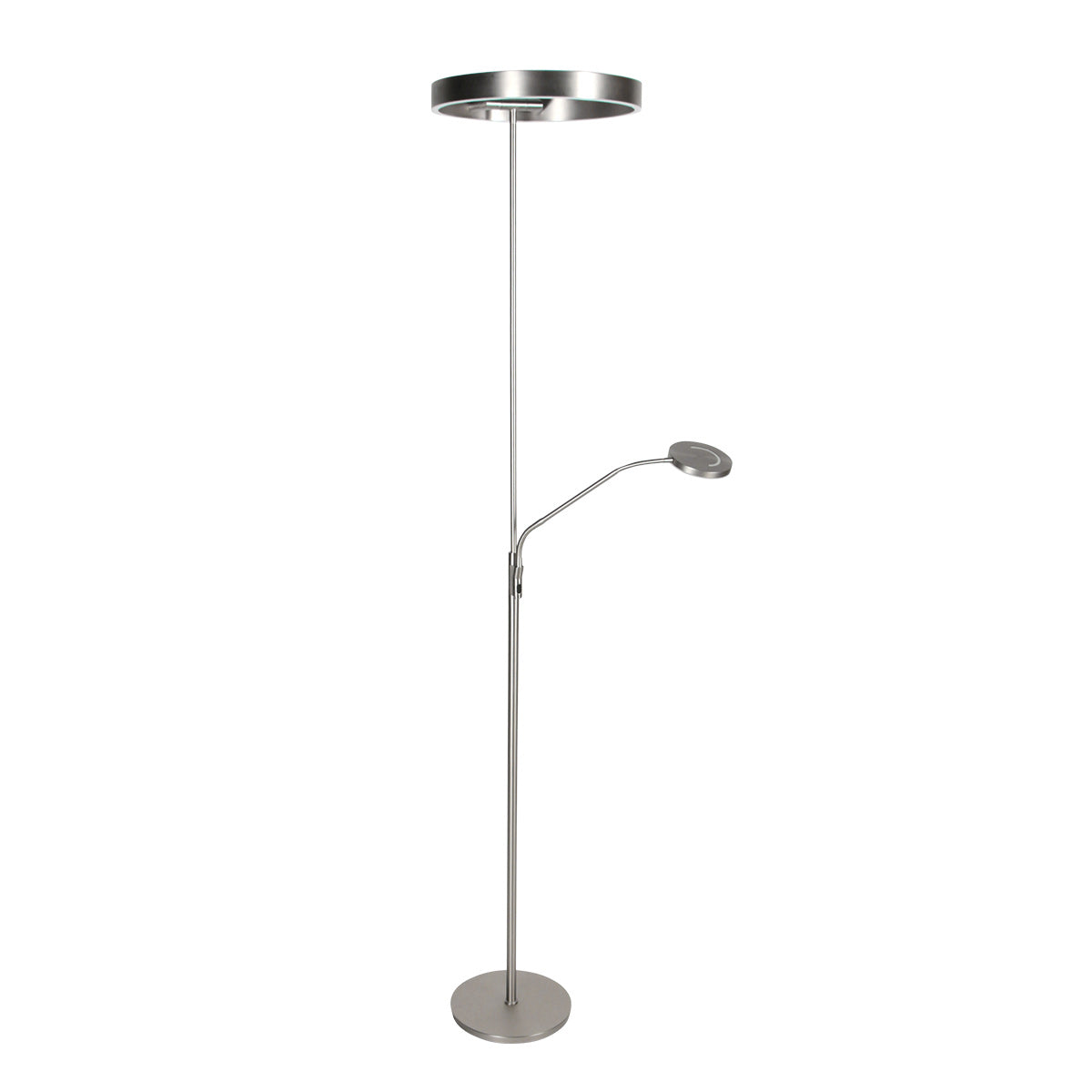 Soleil 2 4388ST – Stalen vloerlamp met uplight en leesarm