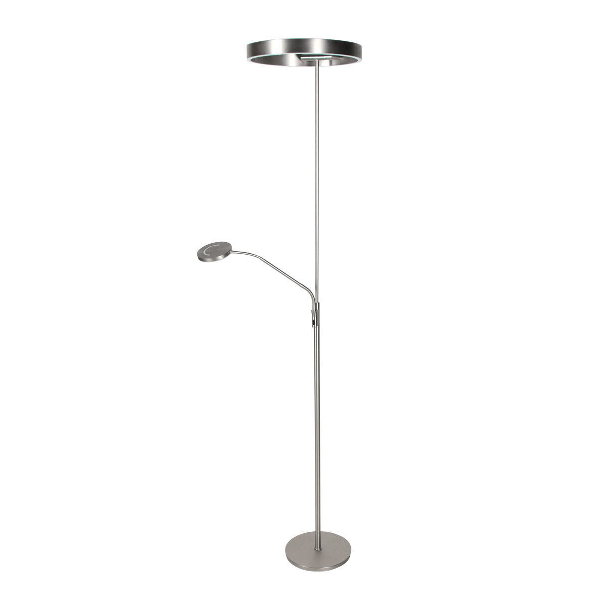 Soleil 2 4388ST – Stalen vloerlamp met uplight en leesarm