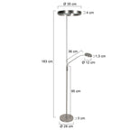 Soleil 2 4388ST – Stalen vloerlamp met uplight en leesarm