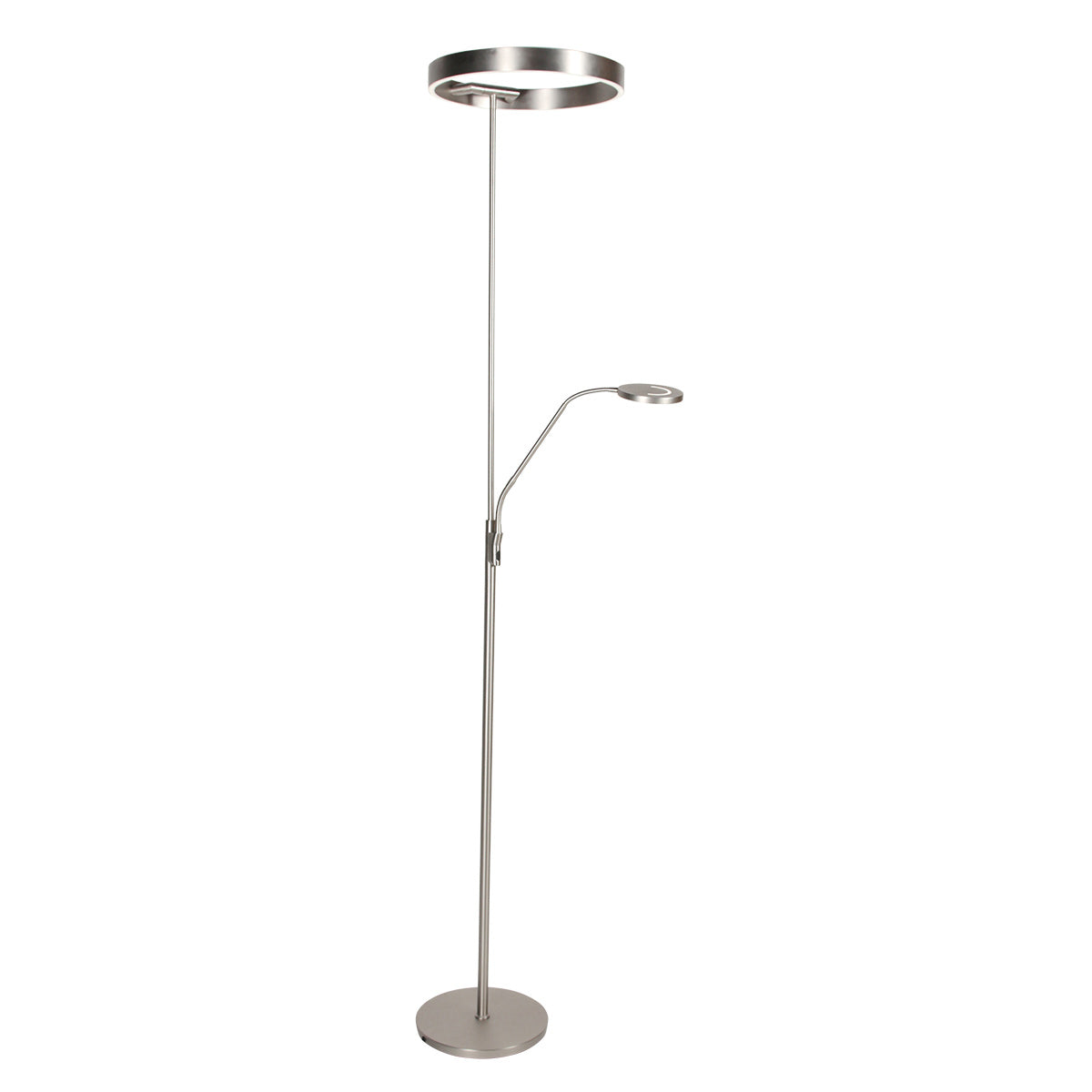 Soleil 2 4388ST – Stalen vloerlamp met uplight en leesarm