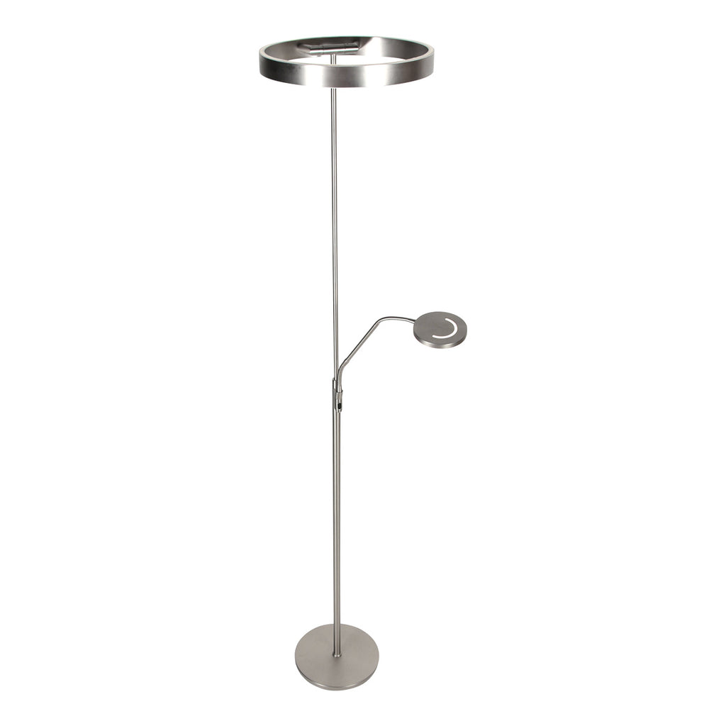 Soleil 2 4388ST – Stalen vloerlamp met uplight en leesarm