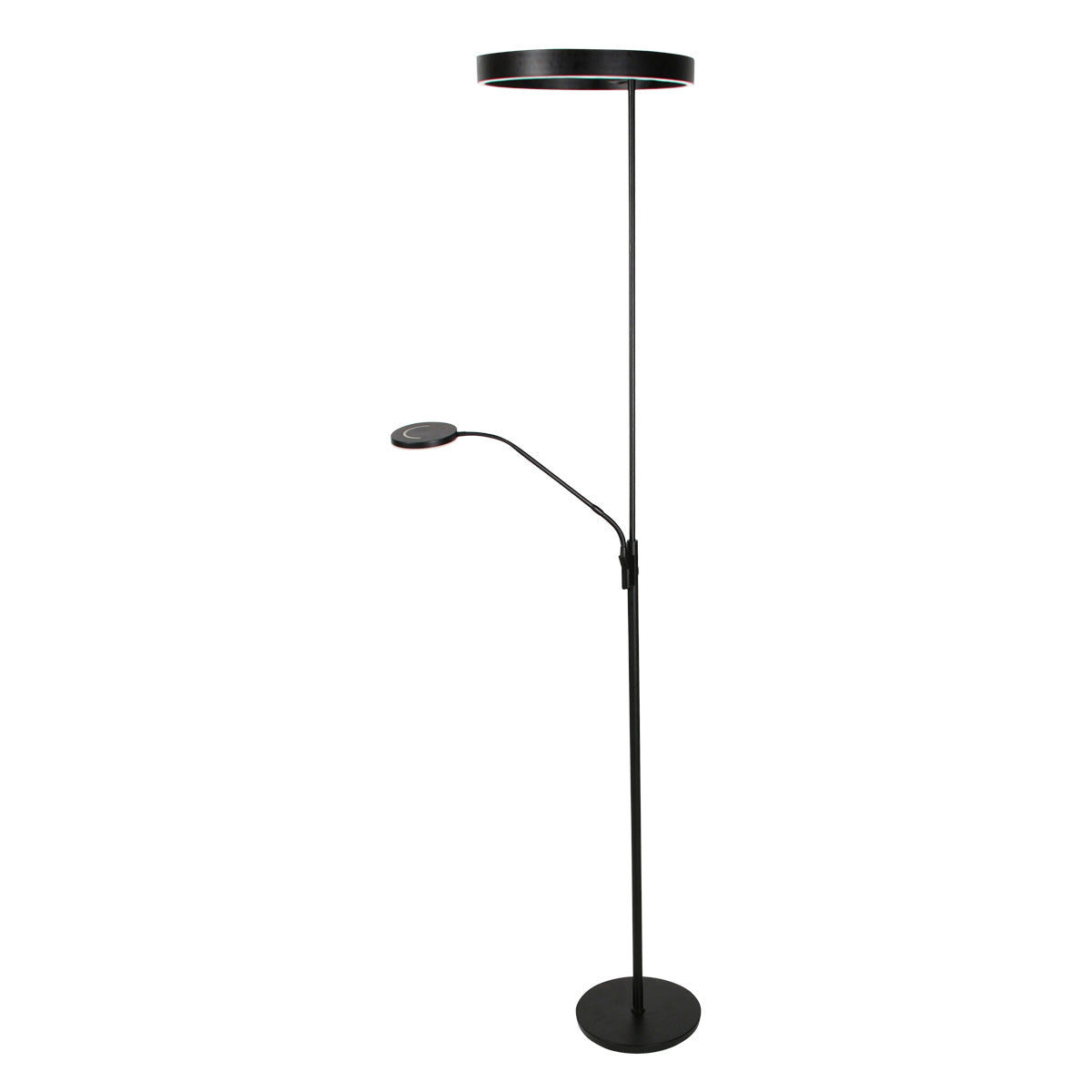Soleil 2 4388ZW – Zwarte vloerlamp met flexibele leesarm