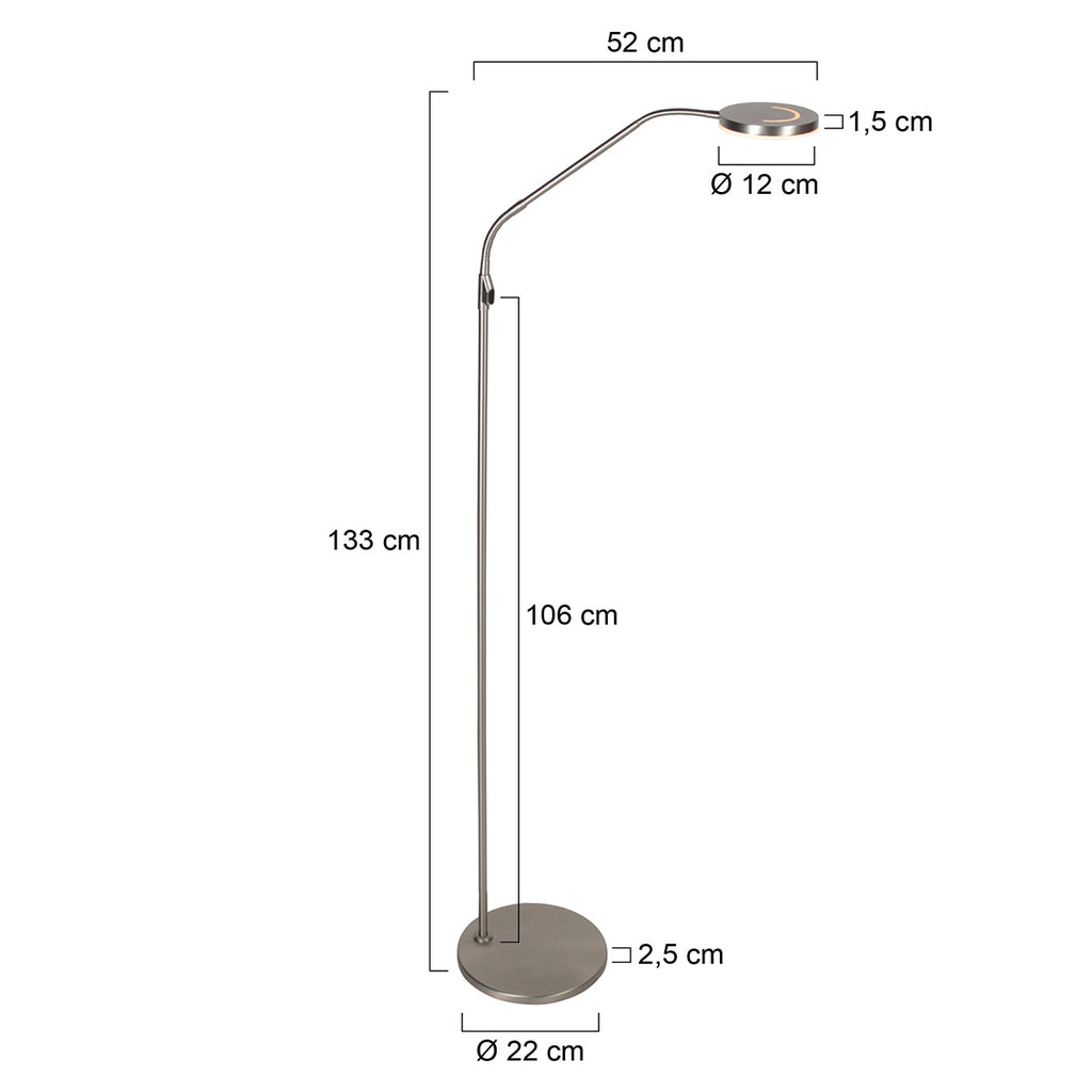Vloerlamp Soleil 2 4389ST staal met afstandsbediening