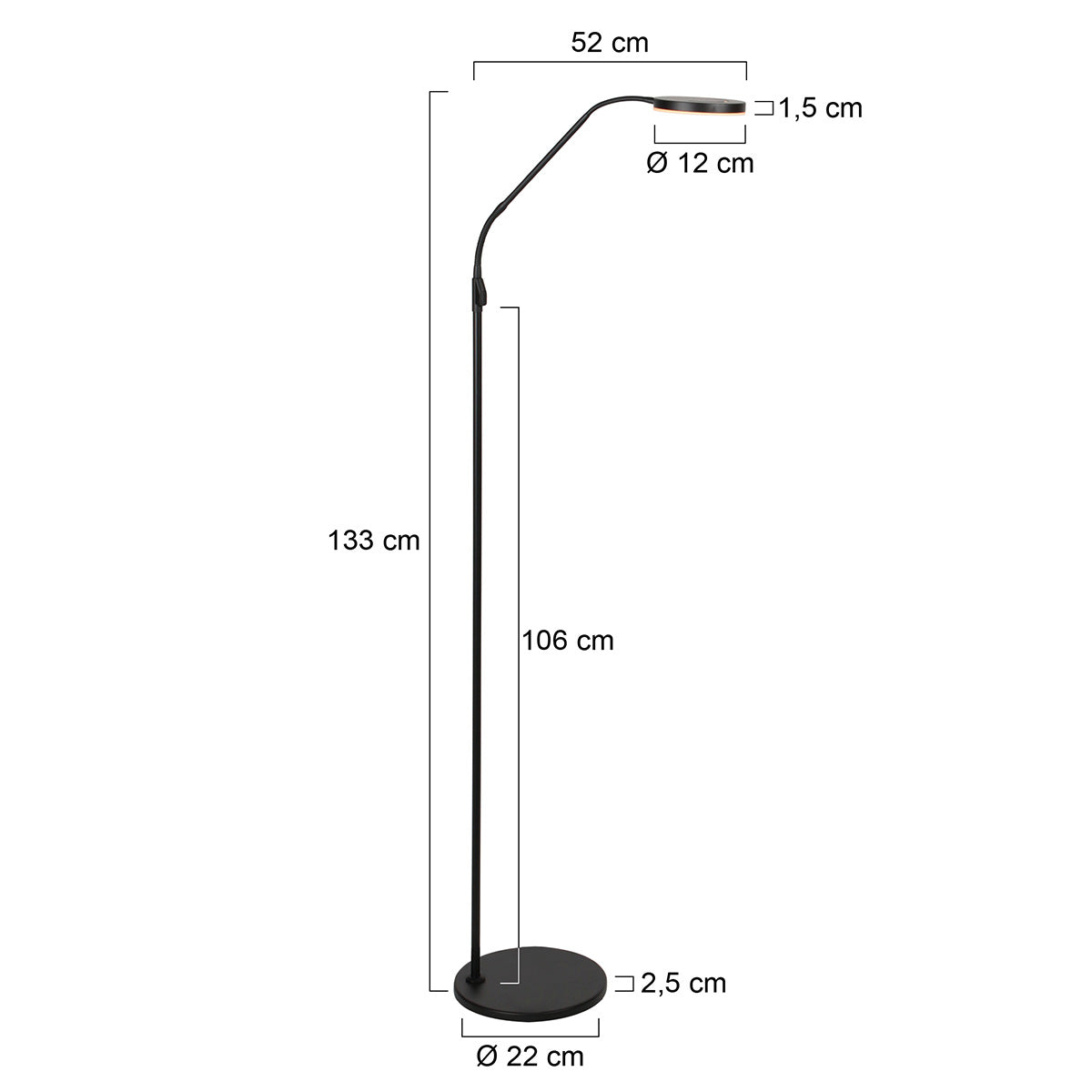 Vloerlamp Soleil 2 4389ZW zwart met instelbare lichtkleur