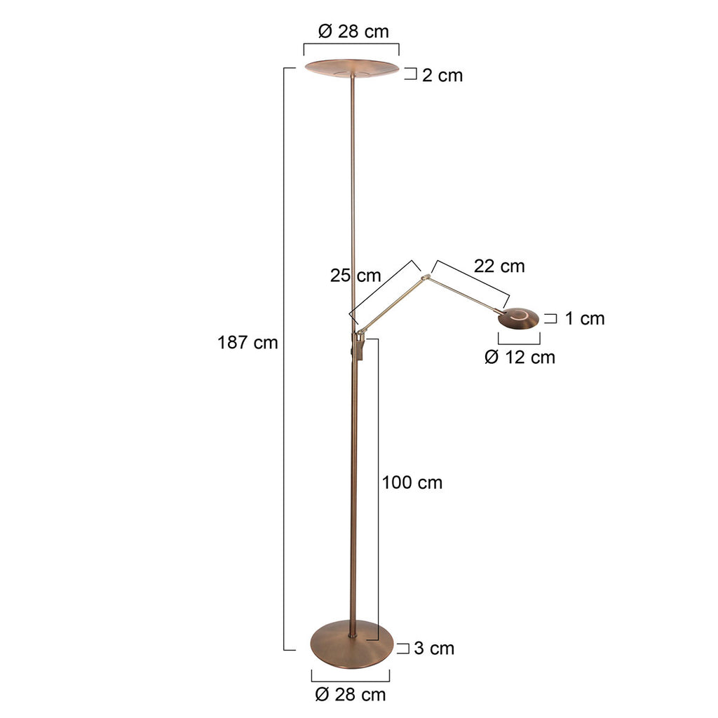 Vloerlamp Zenith 2 4390BR brons met dubbele reflector