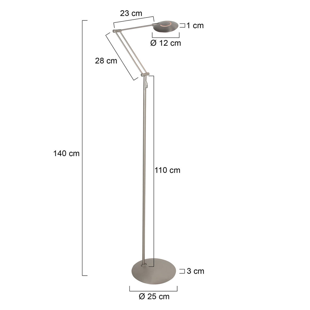 Stalen vloerlamp Zenith 2 4391ST met afstandsbediening