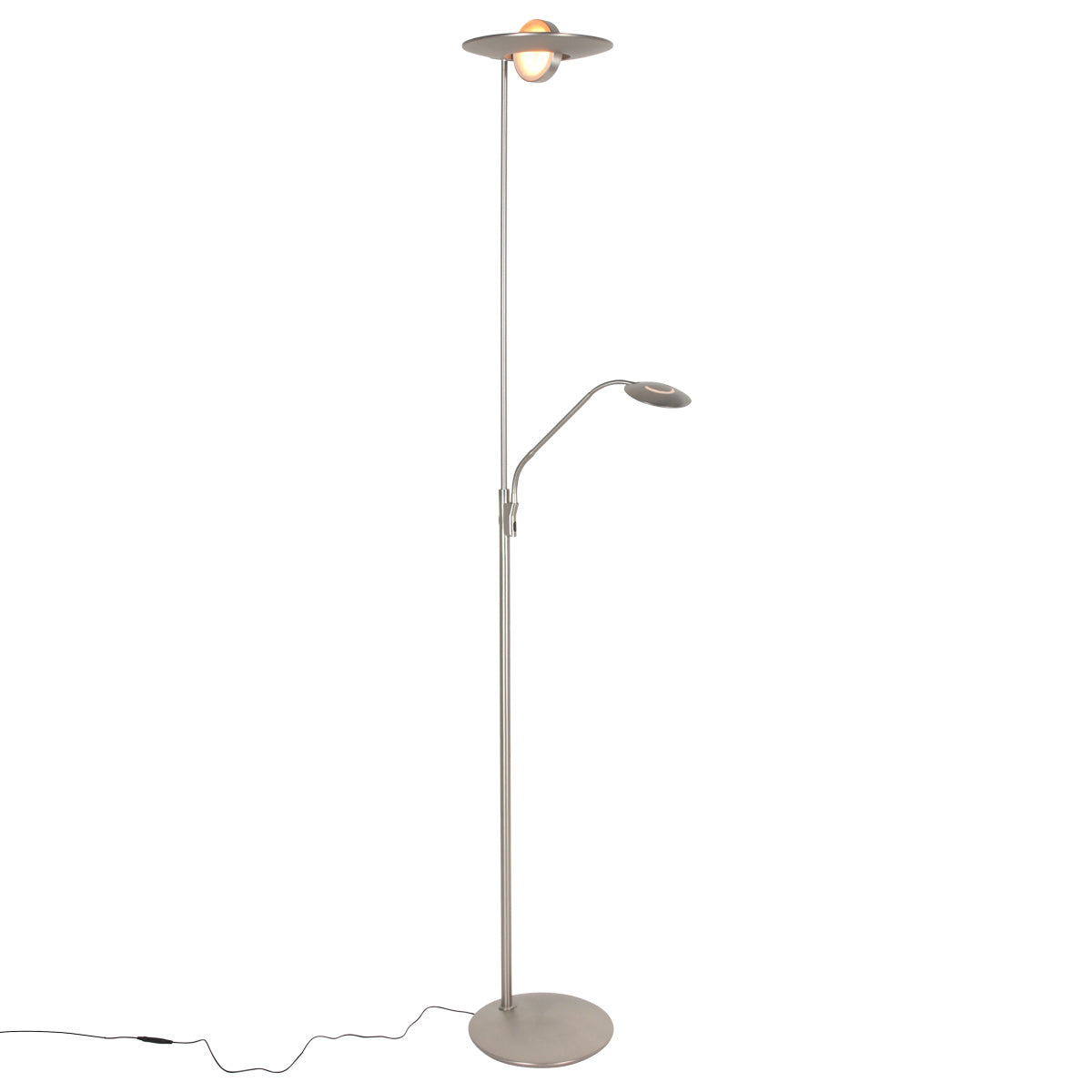 Vloerlamp Zenith 2 4394ST staal met uplight en leesarm