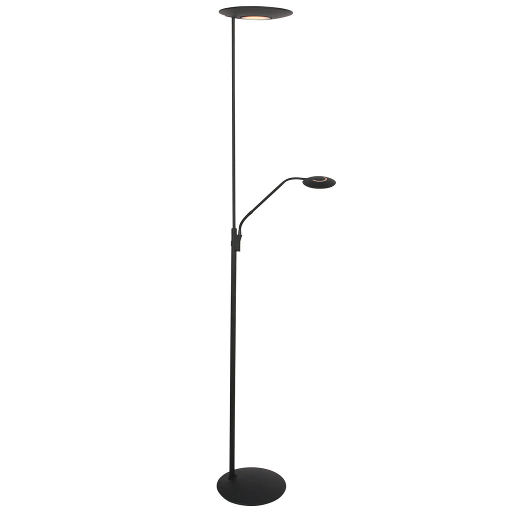 Vloerlamp Zenith 2 4394ZW zwart met uplight en leesarm