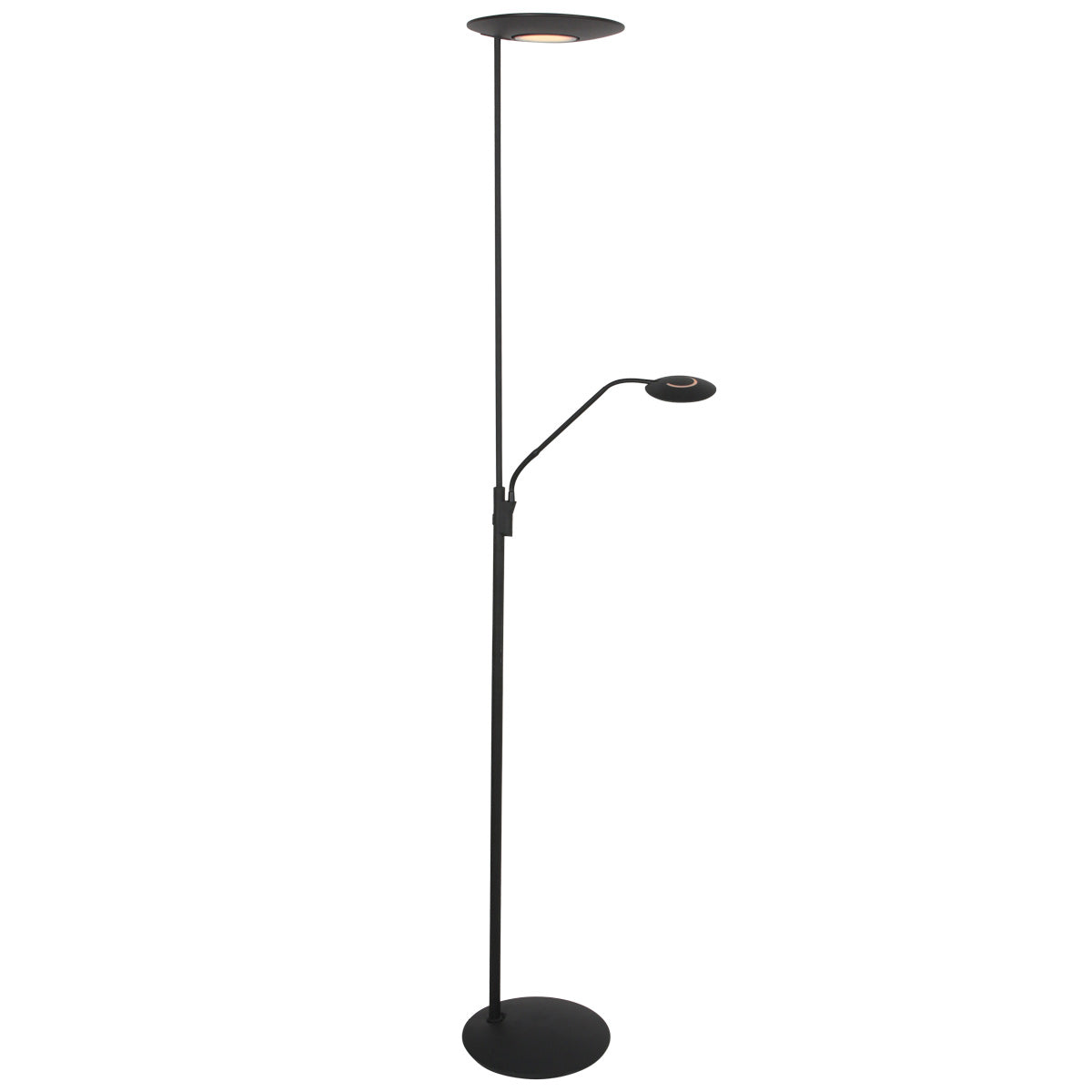 Vloerlamp Zenith 2 4394ZW zwart met uplight en leesarm