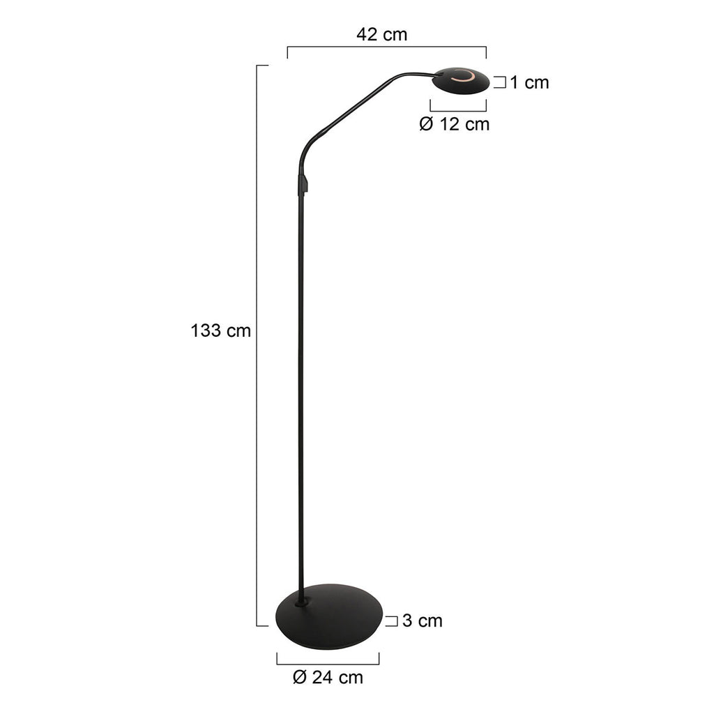 Vloerlamp Zenith 2 4395ZW zwart dimbaar en instelbaar licht