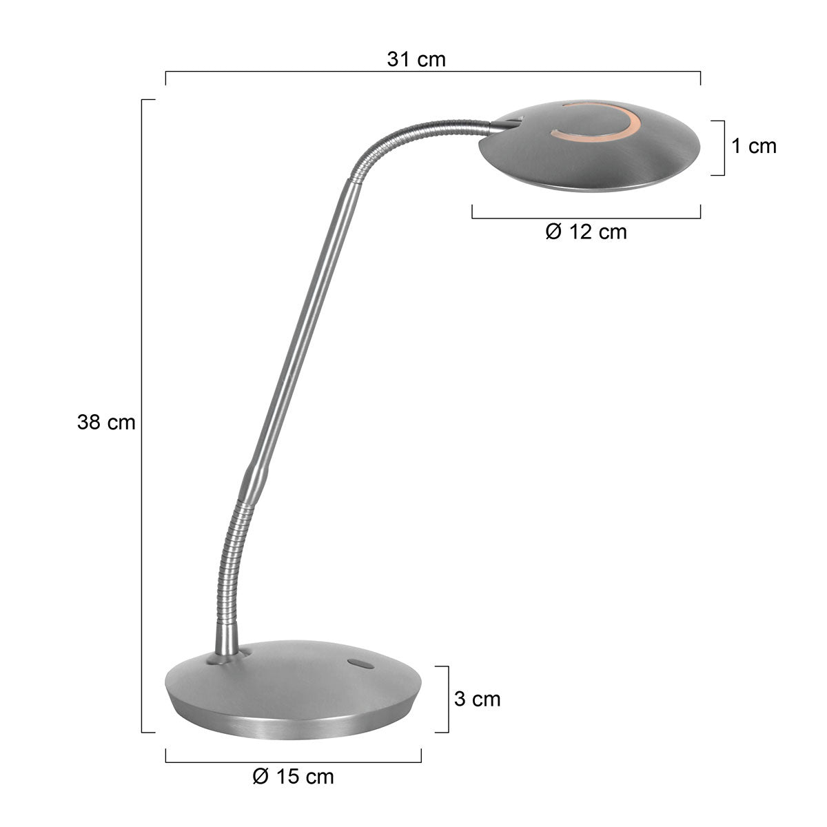 Stalen tafellamp Zenith 2 4397ST modern en verstelbaar