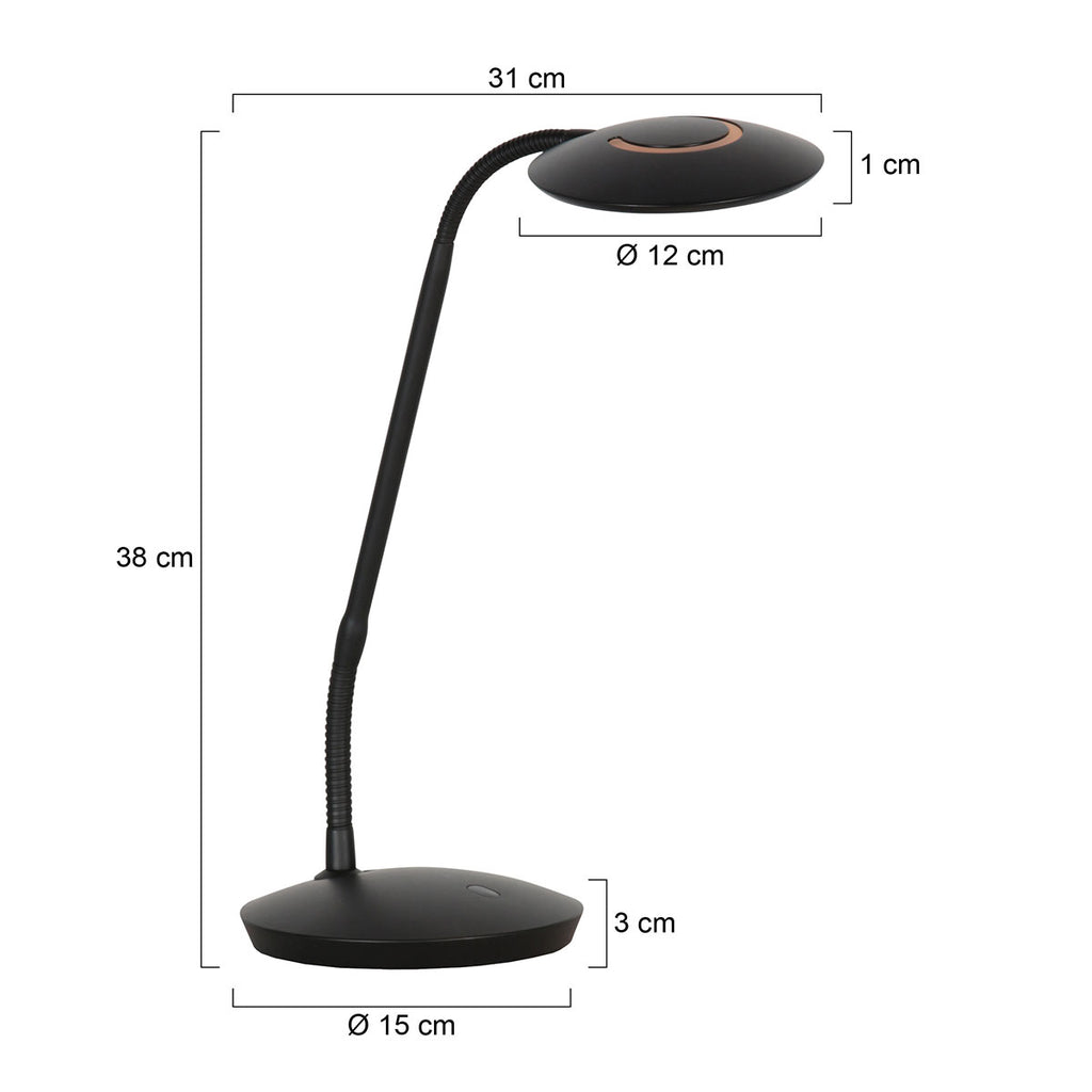 Zwarte tafellamp Zenith 2 4397ZW modern en verstelbaar