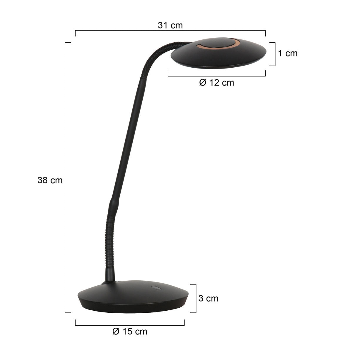 Zwarte tafellamp Zenith 2 4397ZW modern en verstelbaar