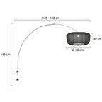 Boog wandlamp Vela Lino 4403ST staal met zwarte textiel kap