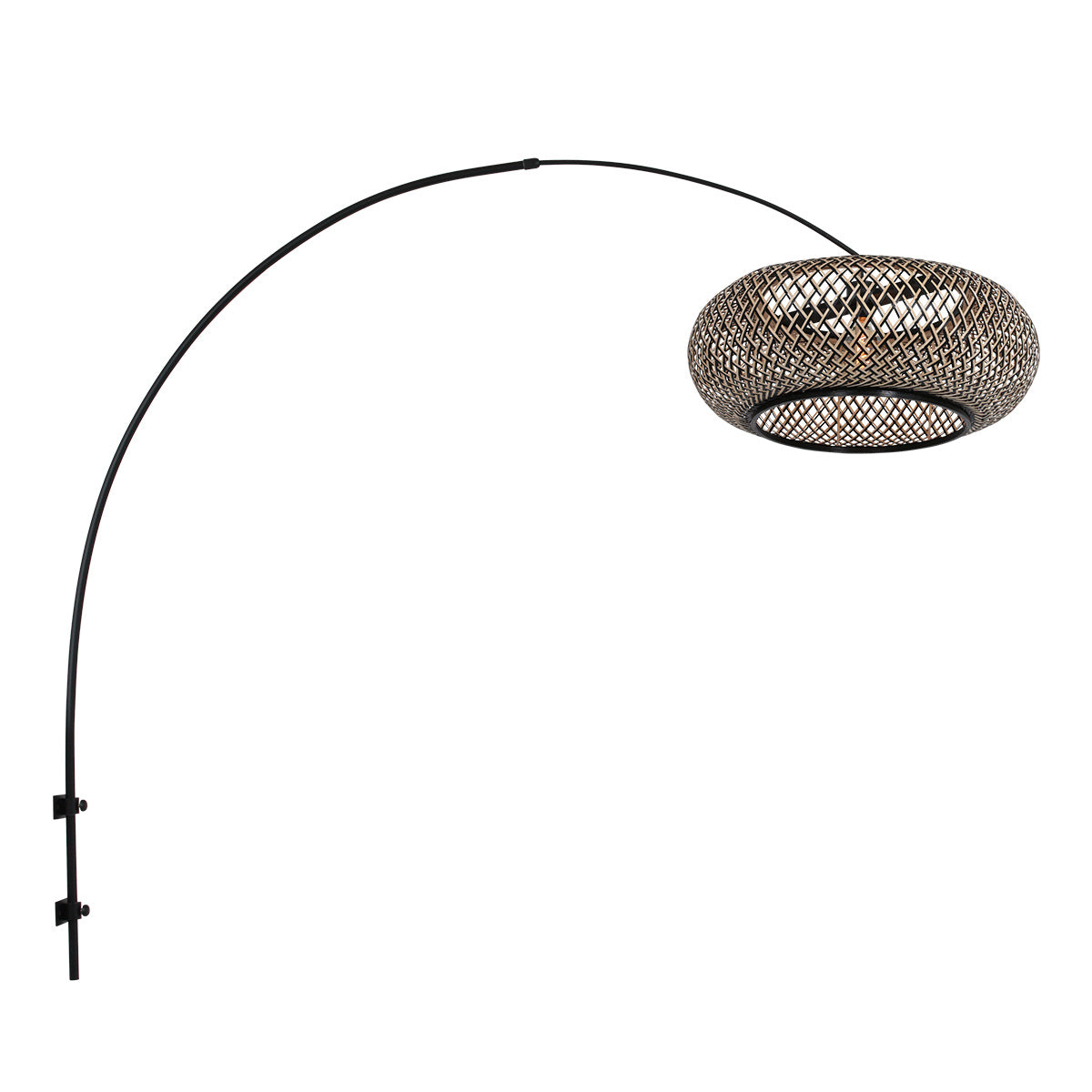 Boog wandlamp Maze Natural 4405ZW zwart met bamboe kap Ø60 cm