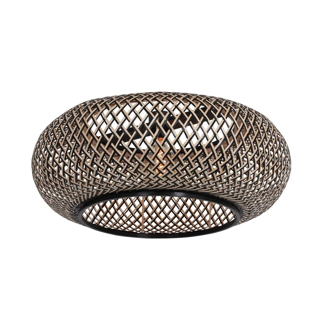 Boog wandlamp Maze Natural 4405ZW zwart met bamboe kap Ø60 cm