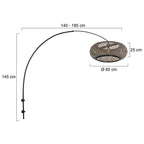 Boog wandlamp Maze Natural 4405ZW zwart met bamboe kap Ø60 cm