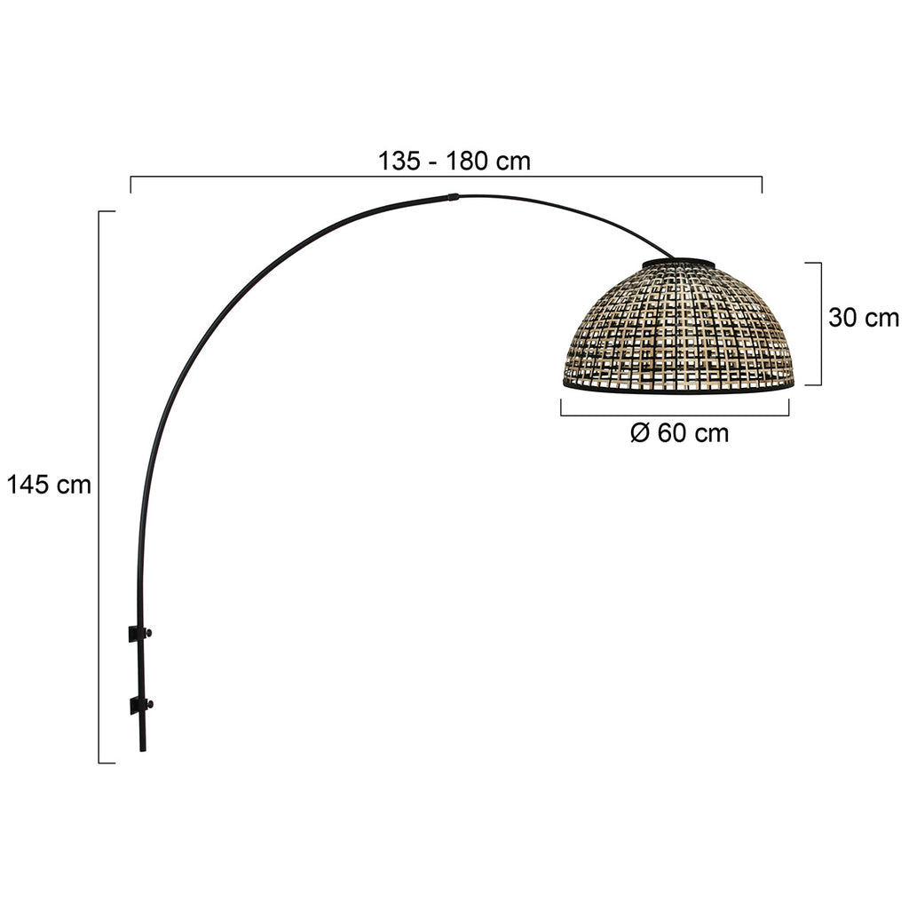 Nox Light 4407ZW – boog wandlamp met halfronde kap 60 cm