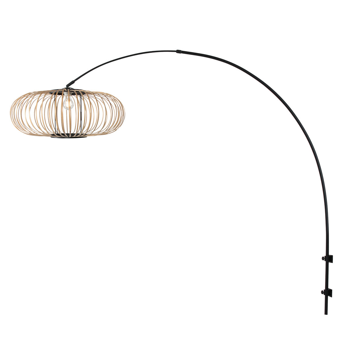 Boog wandlamp Sparkled Light 4408ZW zwart met bamboe kap