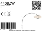 Boog wandlamp Sparkled Light 4408ZW zwart met bamboe kap