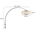 Boog wandlamp Sparkled Light 4408ZW zwart met bamboe kap