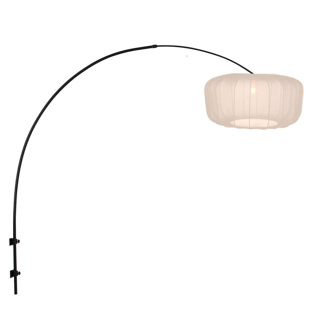 Boog wandlamp Vela Lino 4409ZW zwart met beige kap Ø60 cm