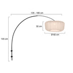 Boog wandlamp Vela Lino 4409ZW zwart met beige kap Ø60 cm