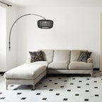 Boog wandlamp Vela Lino 4410ZW zwart met zwarte textiel kap
