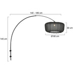 Boog wandlamp Vela Lino 4410ZW zwart met zwarte textiel kap
