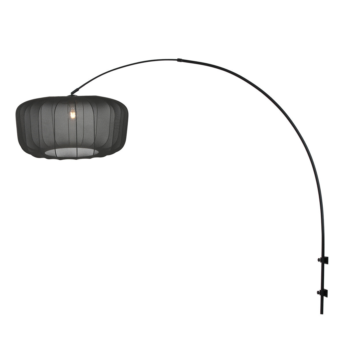 Boog wandlamp Vela Lino 4410ZW zwart met zwarte textiel kap